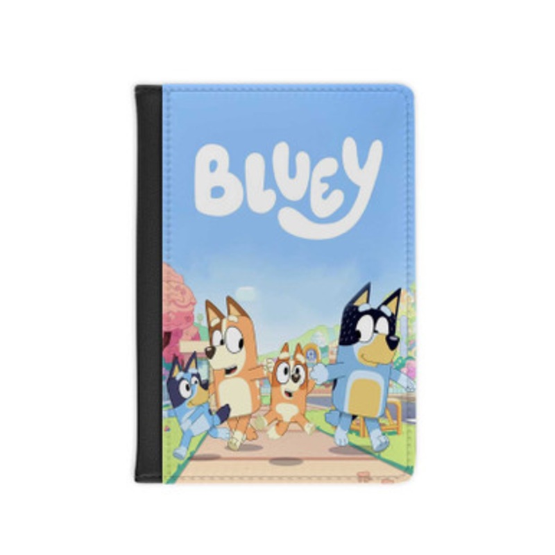 Pastele Bluey Leather Custom Passport Cover Accessory Gift for Traveler Card Holder and Credit Card ID Holder