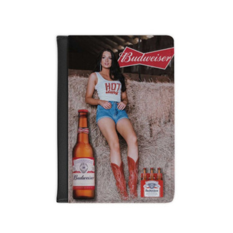 Pastele Budweiser Beer Poster Girl Leather Custom Passport Cover Accessory Gift for Traveler Card Holder and Credit Card ID Holder