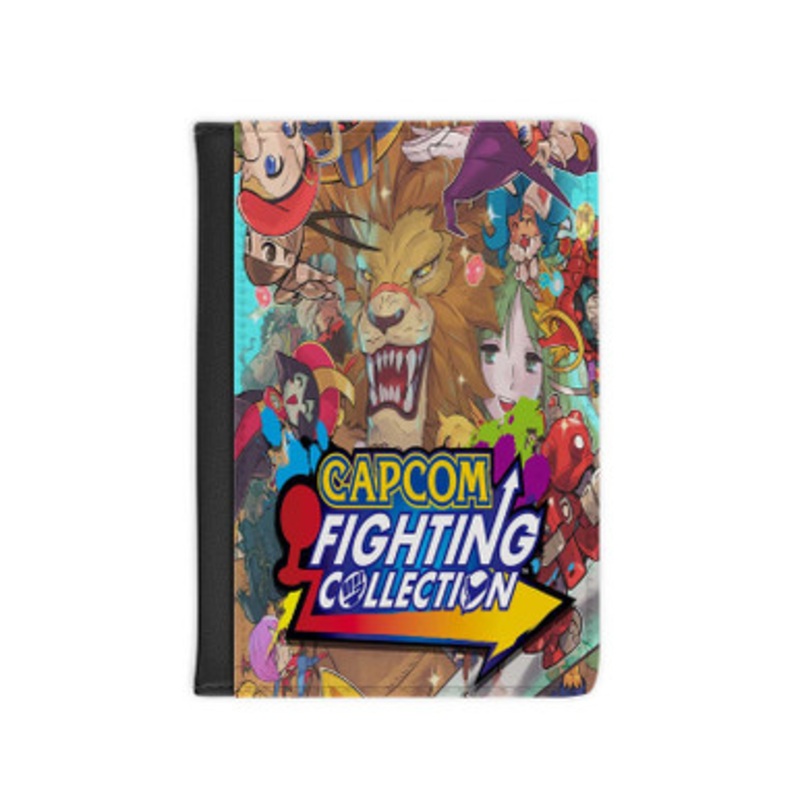 Pastele Capcom Fighting Collection Leather Custom Passport Cover Accessory Gift for Traveler Card Holder and Credit Card ID Holder