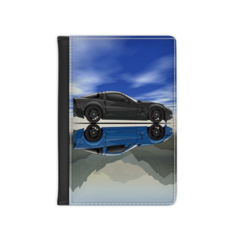 Pastele Chevrolet Corvette C6 Z06 Leather Custom Passport Cover Accessory Gift for Traveler Card Holder and Credit Card ID Holder