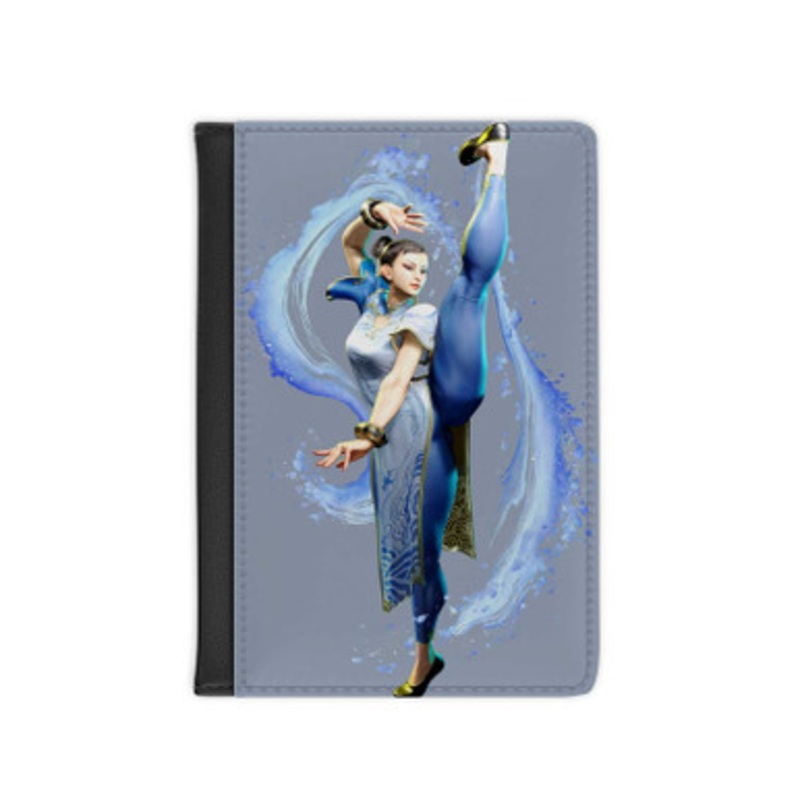 Pastele Chun Li Street Fighter 6 Leather Custom Passport Cover Accessory Gift for Traveler Card Holder and Credit Card ID Holder