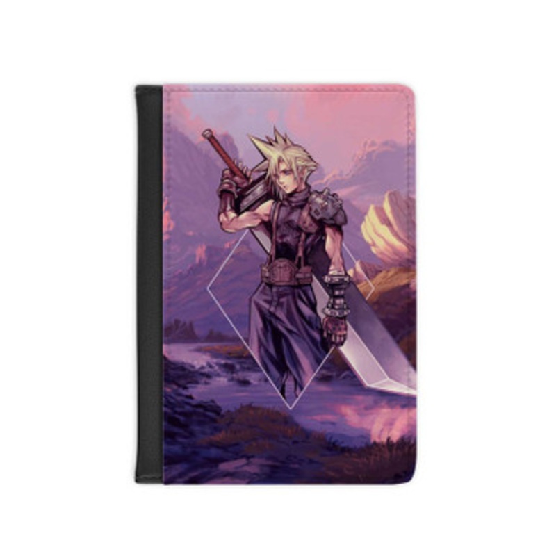 Pastele Cloud Strife Final Fantasy VII Remake Leather Custom Passport Cover Accessory Gift for Traveler Card Holder and Credit Card ID Holder