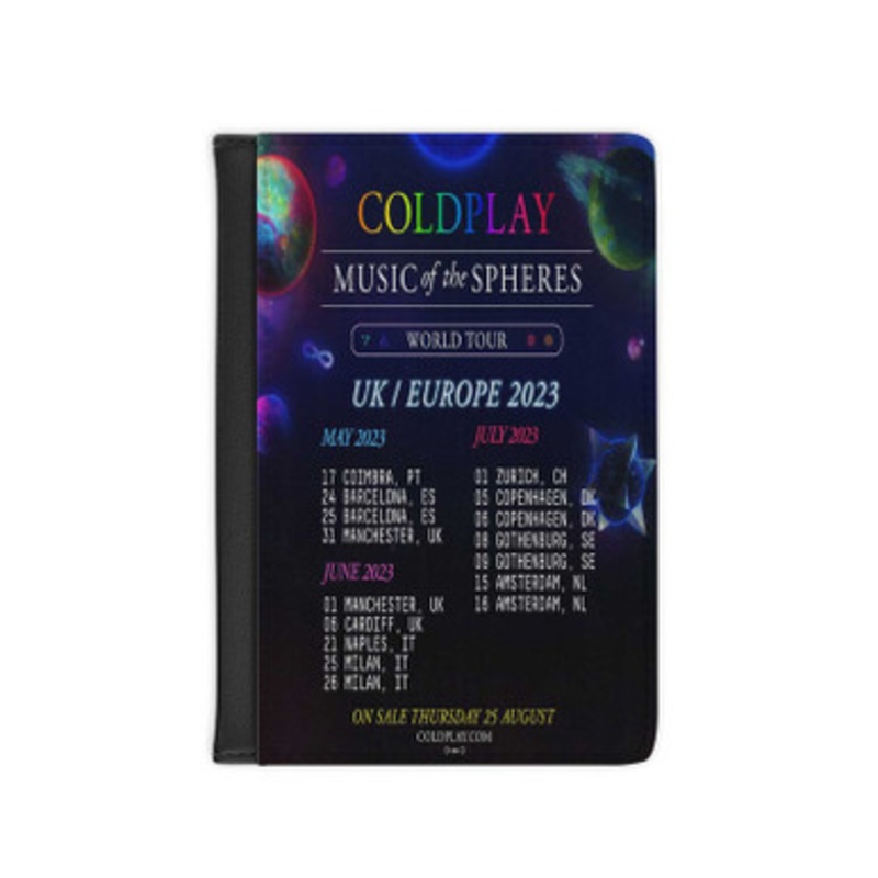 Pastele Coldplay 2023 Europe Concert Leather Custom Passport Cover Accessory Gift for Traveler Card Holder and Credit Card ID Holder