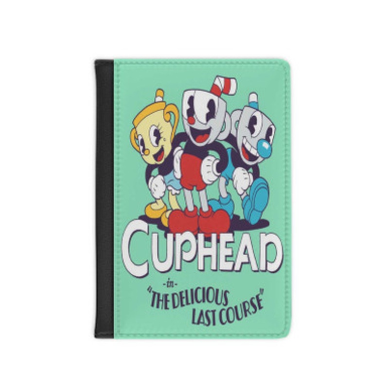 Pastele Cuphead The Delicious Last Course Leather Custom Passport Cover Accessory Gift for Traveler Card Holder and Credit Card ID Holder