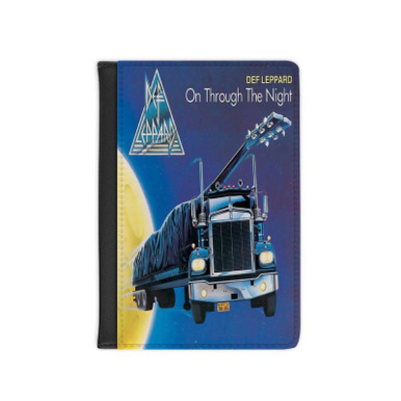 Pastele Def Leppard On Through the Night 1980 Leather Custom Passport Cover Accessory Gift for Traveler Card Holder and Credit Card ID Holder