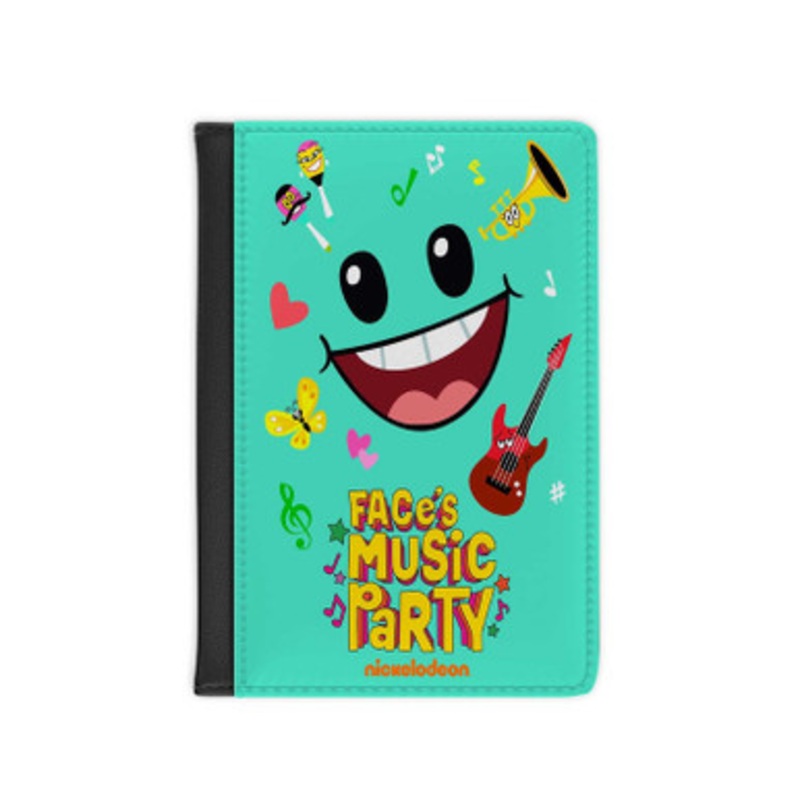 Pastele Face s Music Party Leather Custom Passport Cover Accessory Gift for Traveler Card Holder and Credit Card ID Holder