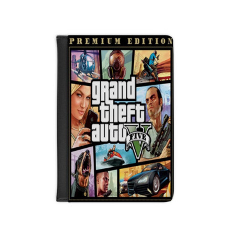 Pastele Grand Theft Auto V Premium Edition Leather Custom Passport Cover Accessory Gift for Traveler Card Holder and Credit Card ID Holder
