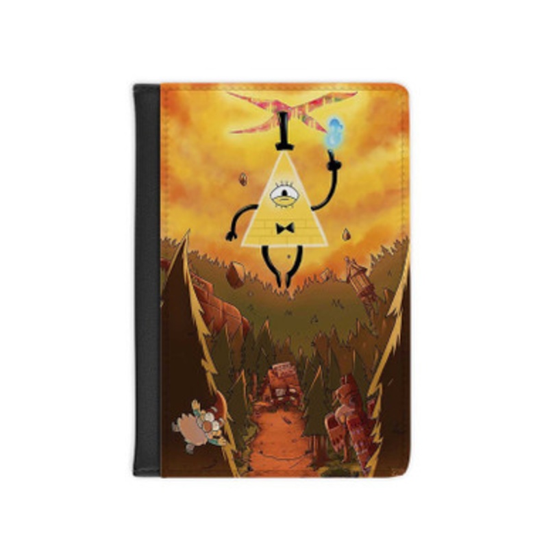 Pastele Gravity Falls Bill Cipher Leather Custom Passport Cover Accessory Gift for Traveler Card Holder and Credit Card ID Holder