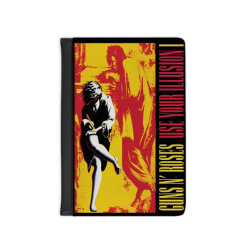 Pastele Guns N Roses Use Your Illusion I 1991 Leather Custom Passport Cover Accessory Gift for Traveler Card Holder and Credit Card ID Holder
