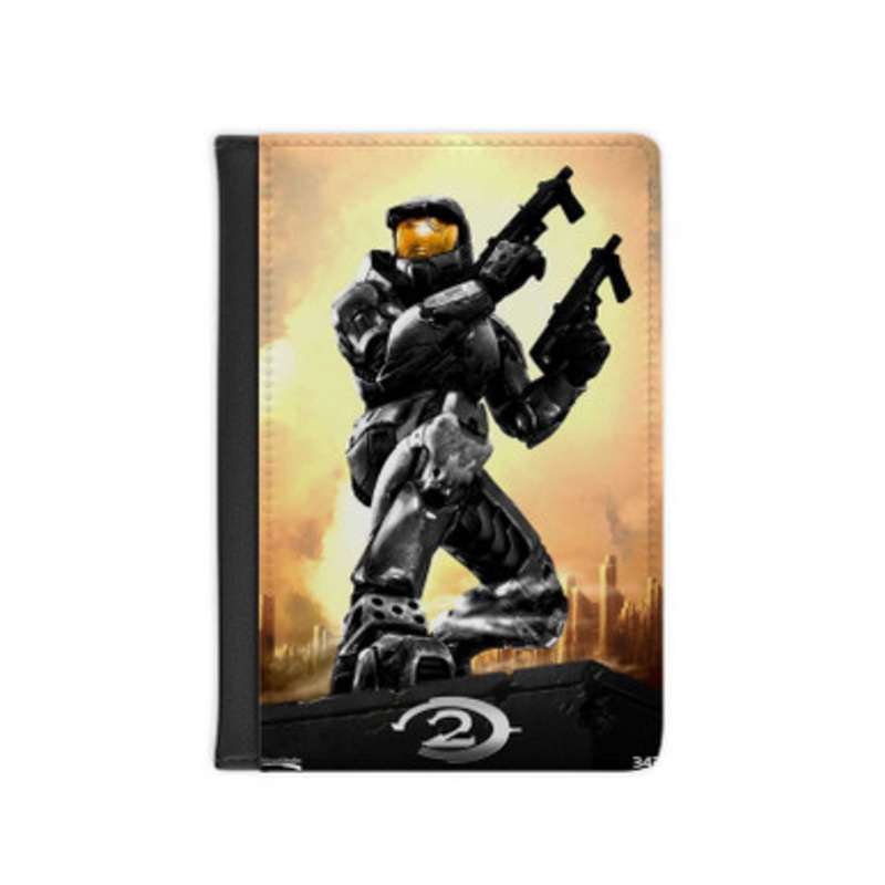 Pastele Halo 2 Leather Custom Passport Cover Accessory Gift for Traveler Card Holder and Credit Card ID Holder