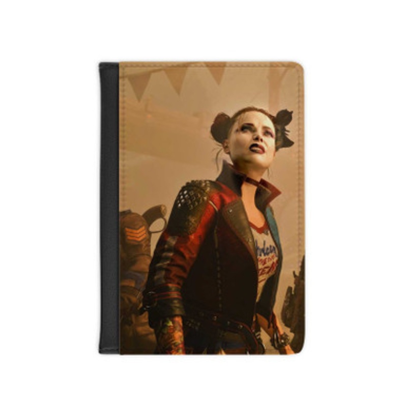 Pastele Harley Quinn Suicide Squad Kill the Justice League Leather Custom Passport Cover Accessory Gift for Traveler Card Holder and Credit Card ID Holder