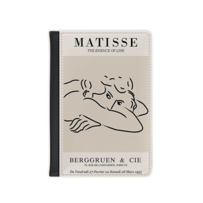 Pastele Henri Matisse Line Art Berggruen and Cie Leather Custom Passport Cover Accessory Gift for Traveler Card Holder and Credit Card ID Holder