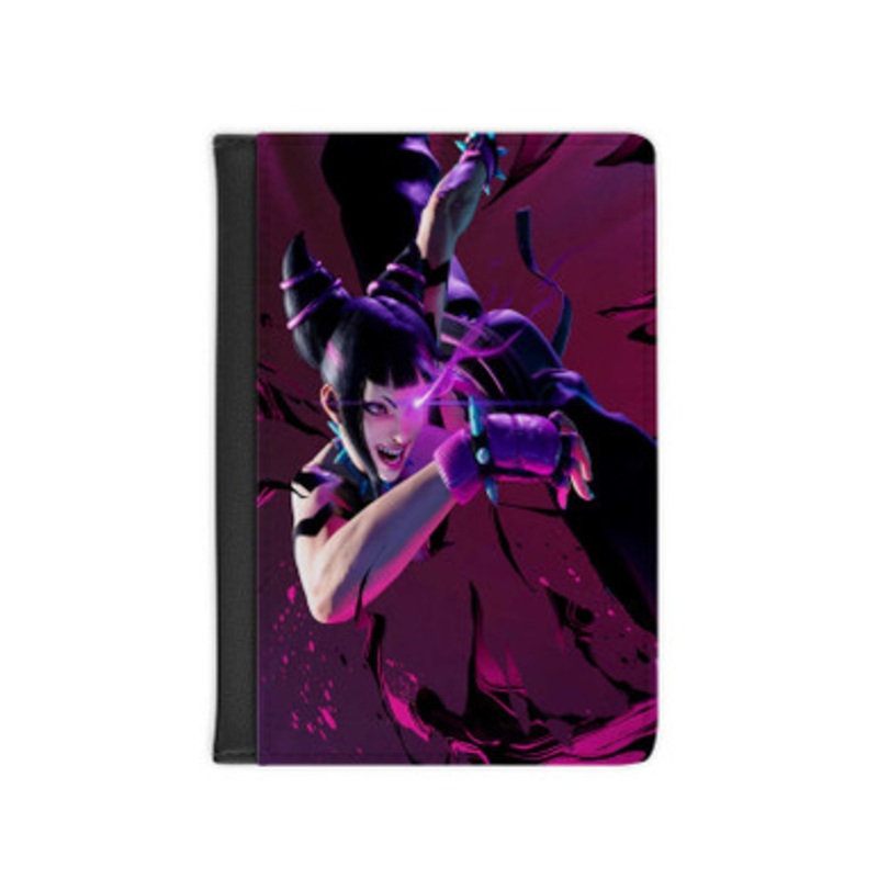 Pastele Juri Street Fighter 6 Leather Custom Passport Cover Accessory Gift for Traveler Card Holder and Credit Card ID Holder