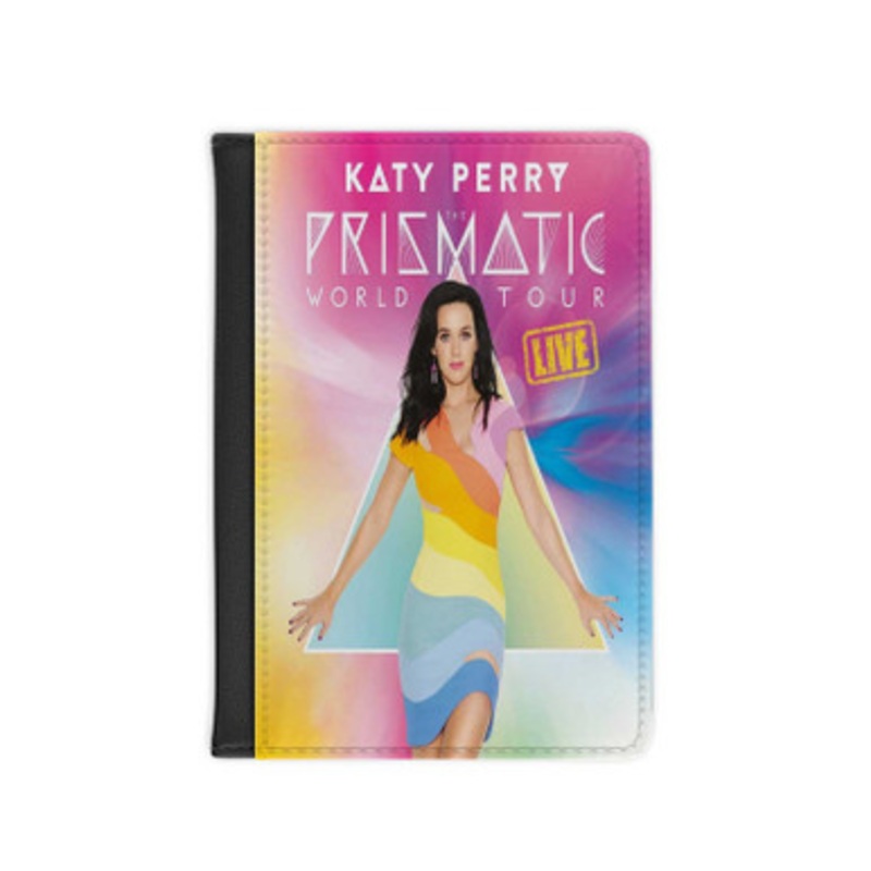 Pastele Katy Perry Prismatic World Tour Leather Custom Passport Cover Accessory Gift for Traveler Card Holder and Credit Card ID Holder