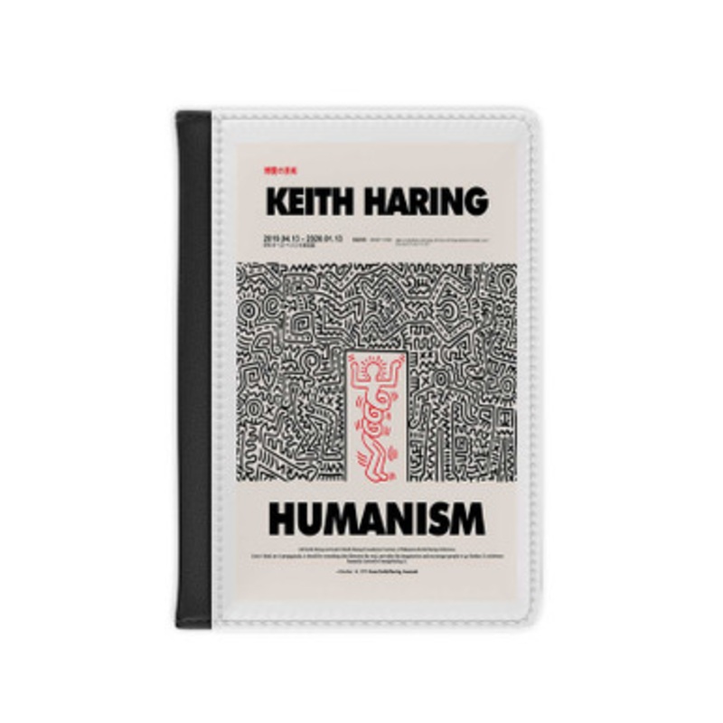 Pastele Keith Haring Humanism Leather Custom Passport Cover Accessory Gift for Traveler Card Holder and Credit Card ID Holder