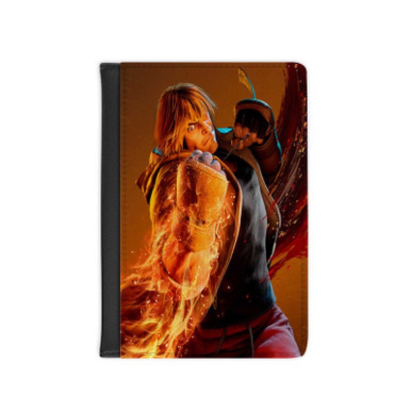 Pastele Ken Street Fighter 6 Leather Custom Passport Cover Accessory Gift for Traveler Card Holder and Credit Card ID Holder
