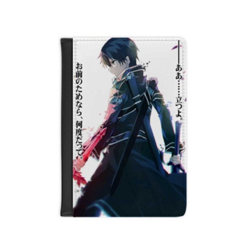 Pastele Kirito Sword Art Online Leather Custom Passport Cover Accessory Gift for Traveler Card Holder and Credit Card ID Holder