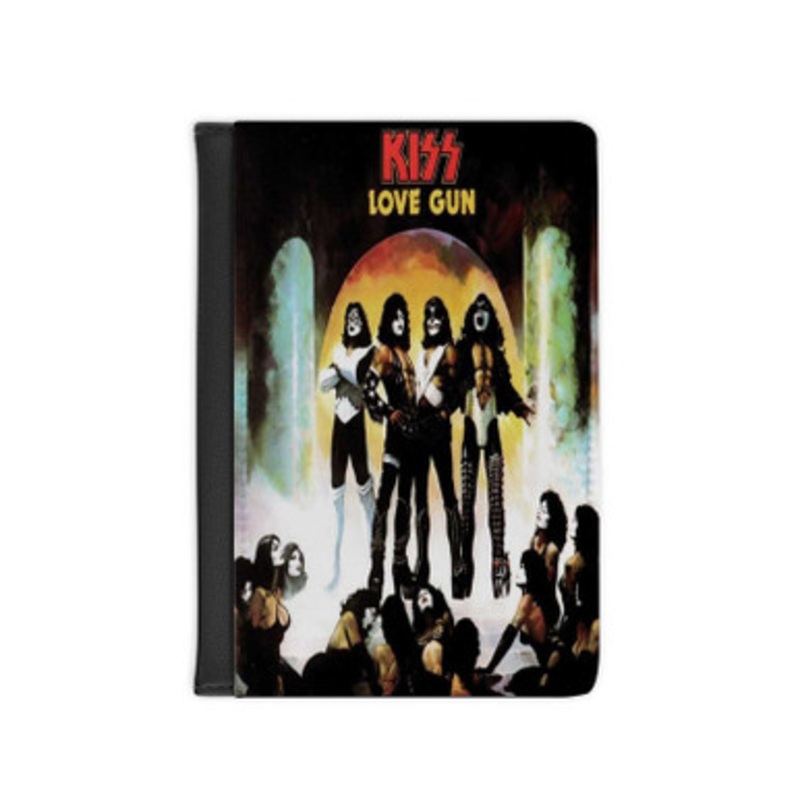 Pastele Kiss Love Gun 1977 Leather Custom Passport Cover Accessory Gift for Traveler Card Holder and Credit Card ID Holder