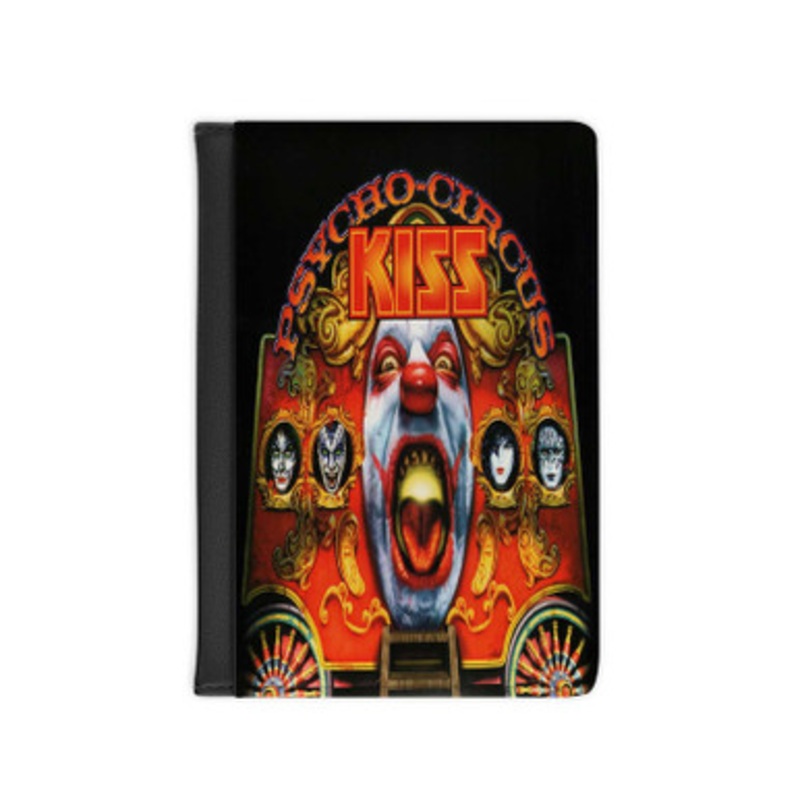 Pastele Kiss Psycho Circus 1998 Leather Custom Passport Cover Accessory Gift for Traveler Card Holder and Credit Card ID Holder