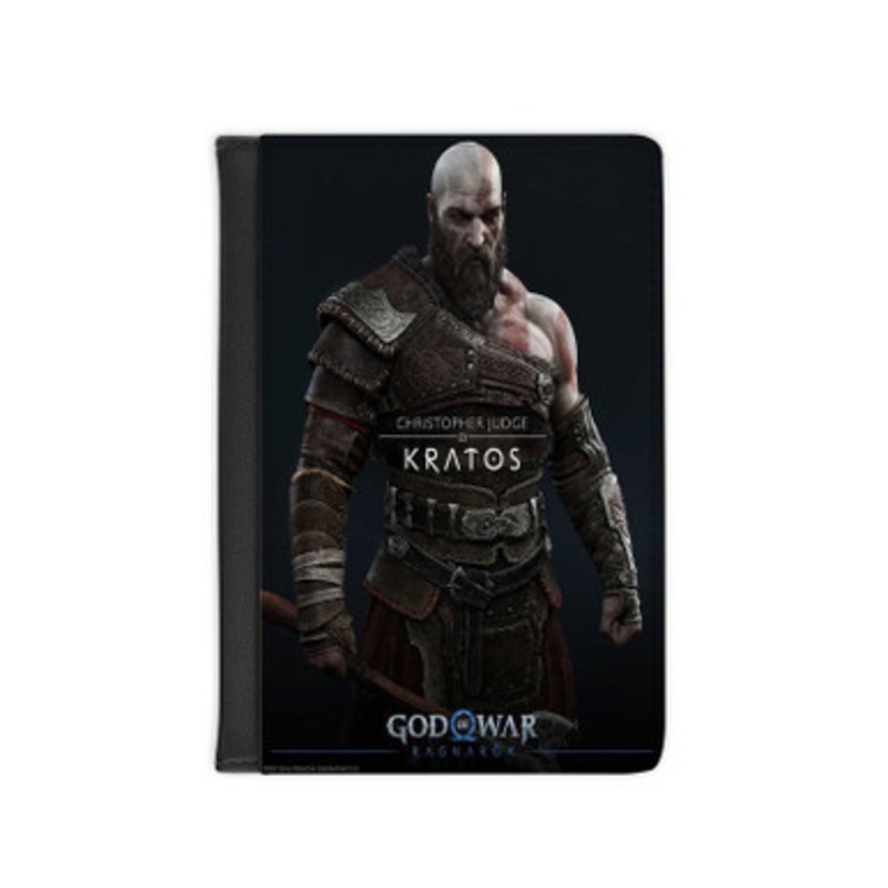 Pastele Kratos God Of War Ragnarok Leather Custom Passport Cover Accessory Gift for Traveler Card Holder and Credit Card ID Holder