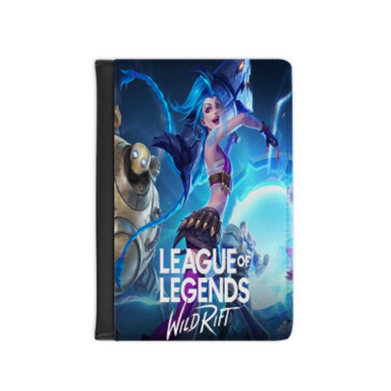 Pastele League of Legends Wild Rift Leather Custom Passport Cover Accessory Gift for Traveler Card Holder and Credit Card ID Holder