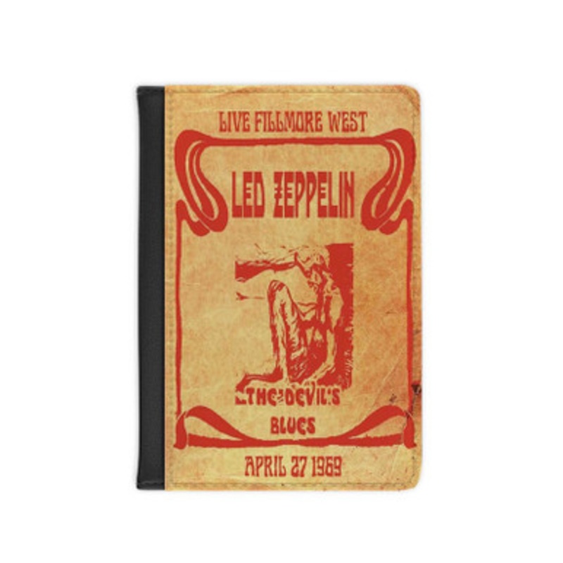 Pastele Led Zeppelin 1969 04 27 Live at Fillmore West 1989 Leather Custom Passport Cover Accessory Gift for Traveler Card Holder and Credit Card ID Holder