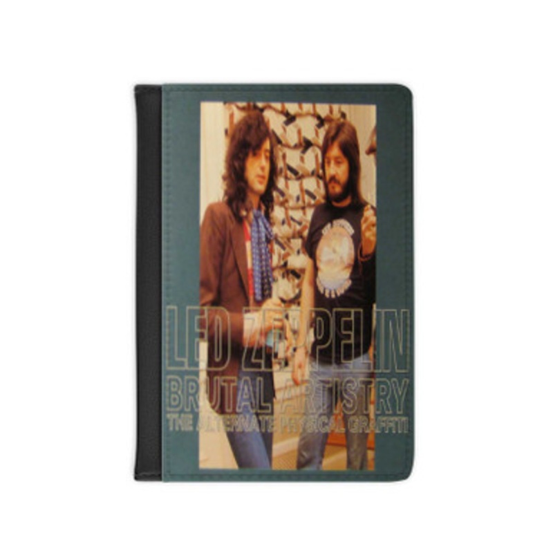 Pastele Led Zeppelin Brutal Artistry 1997 Leather Custom Passport Cover Accessory Gift for Traveler Card Holder and Credit Card ID Holder