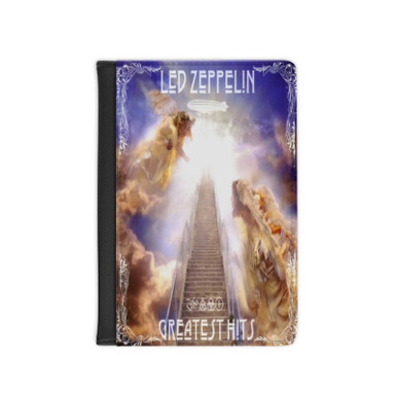 Pastele Led Zeppelin Greatest Hits Leather Custom Passport Cover Accessory Gift for Traveler Card Holder and Credit Card ID Holder