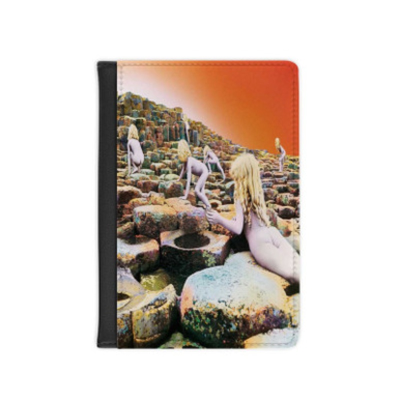 Pastele Led Zeppelin Houses of the Holy 1973 Leather Custom Passport Cover Accessory Gift for Traveler Card Holder and Credit Card ID Holder
