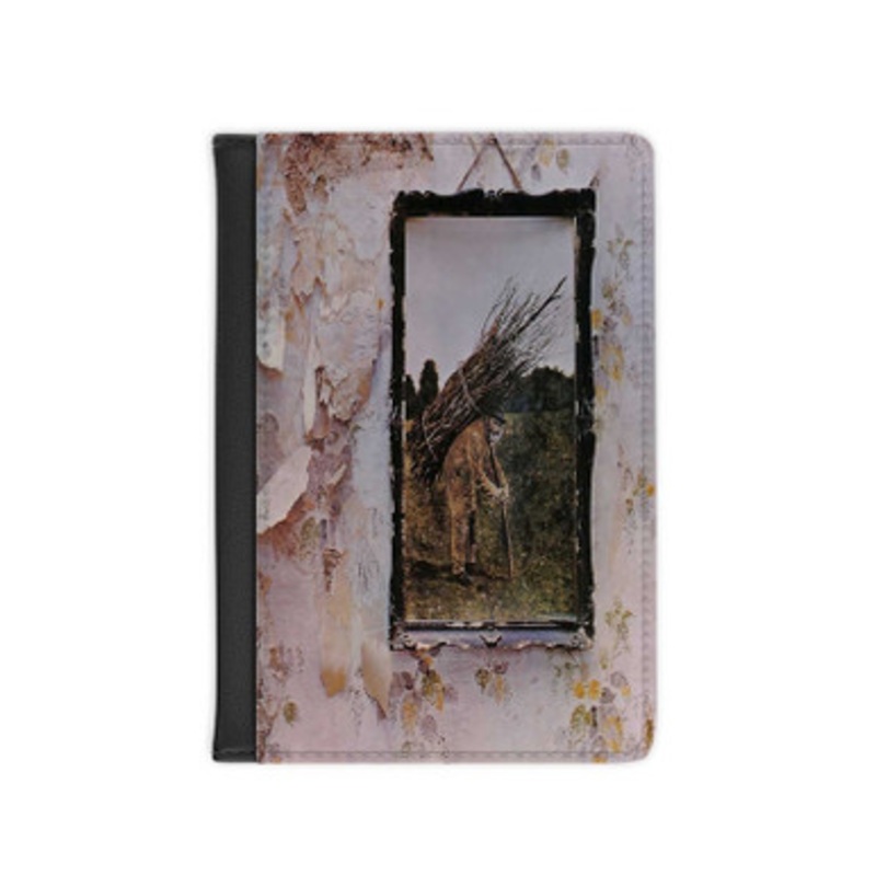 Pastele Led Zeppelin IV 1971 Leather Custom Passport Cover Accessory Gift for Traveler Card Holder and Credit Card ID Holder