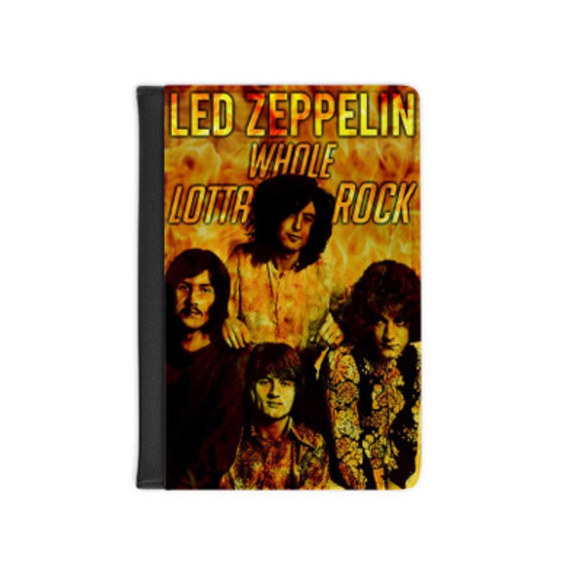 Pastele Led Zeppelin Whole Lotta Rock 1992 Leather Custom Passport Cover Accessory Gift for Traveler Card Holder and Credit Card ID Holder