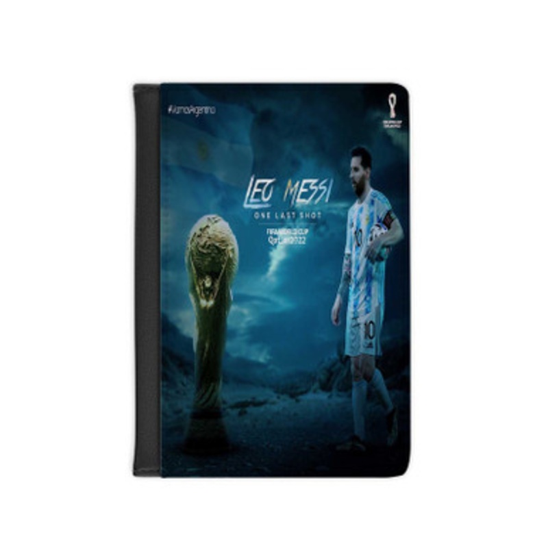 Pastele Lionel Messi World Cup 2022 Leather Custom Passport Cover Accessory Gift for Traveler Card Holder and Credit Card ID Holder