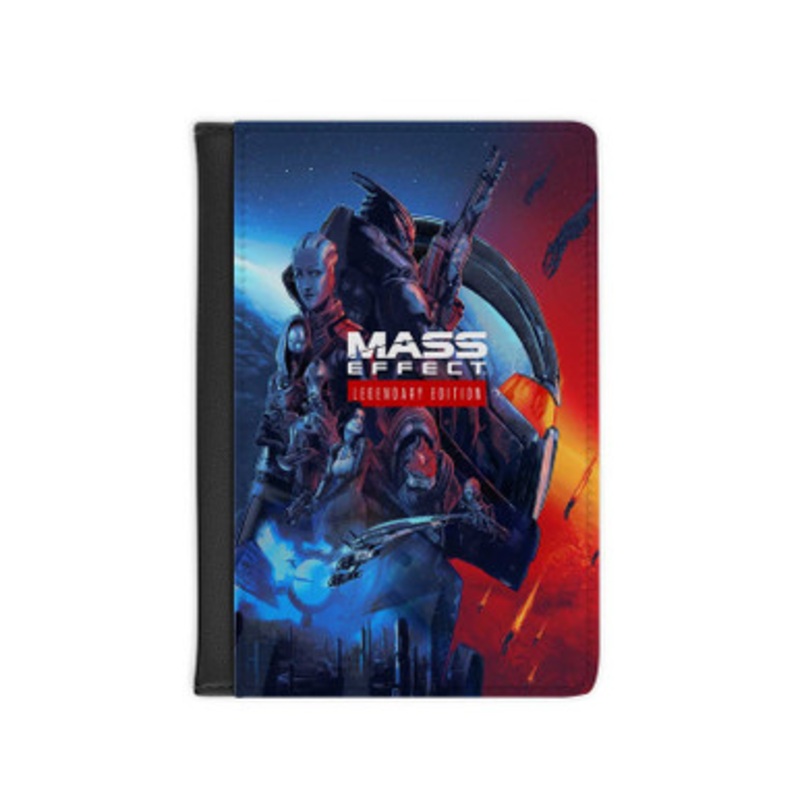 Pastele Mass Effect Legendary Edition Leather Custom Passport Cover Accessory Gift for Traveler Card Holder and Credit Card ID Holder