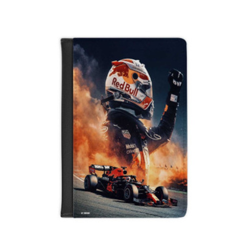 Pastele Max Verstappen F1 Leather Custom Passport Cover Accessory Gift for Traveler Card Holder and Credit Card ID Holder