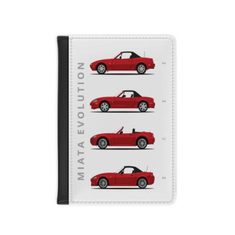 Pastele Mazda MX5 Miata Evolution Leather Custom Passport Cover Accessory Gift for Traveler Card Holder and Credit Card ID Holder