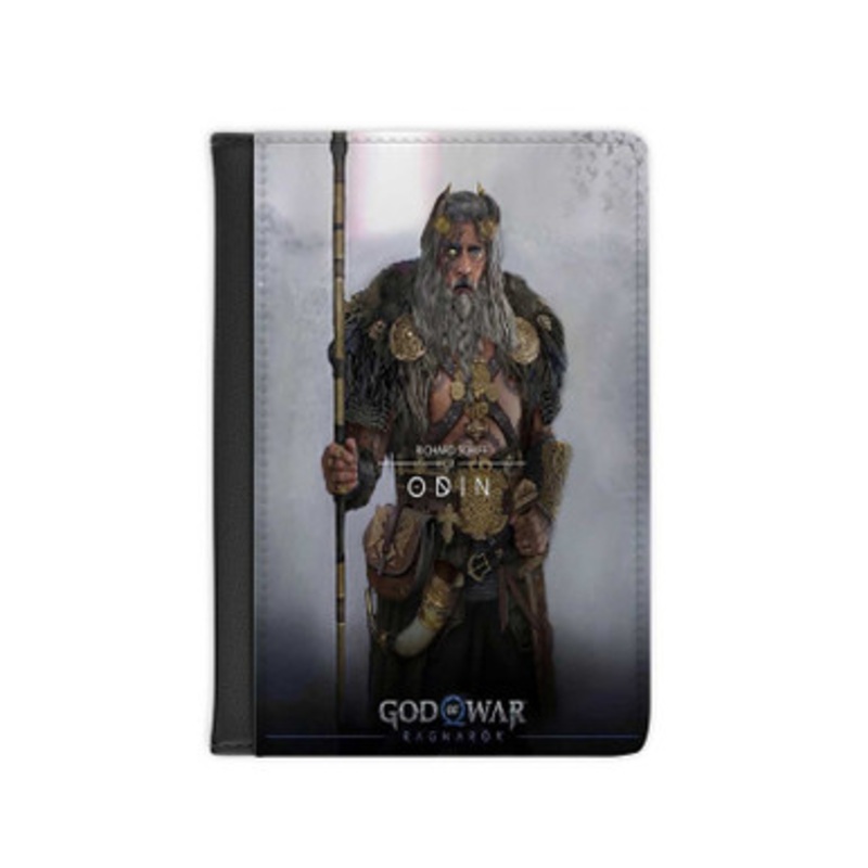 Pastele Odin God Of War Ragnarok Leather Custom Passport Cover Accessory Gift for Traveler Card Holder and Credit Card ID Holder