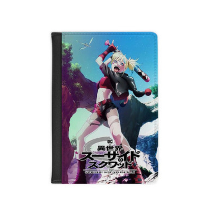 Pastele Suicide Squad Isekai Leather Custom Passport Cover Accessory Gift for Traveler Card Holder and Credit Card ID Holder
