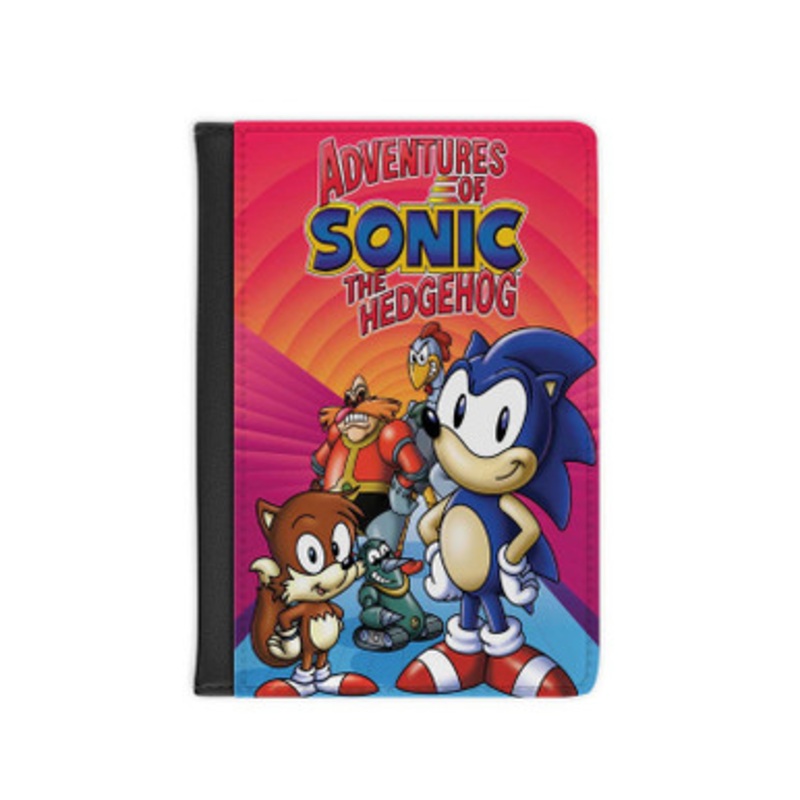 Pastele Adventures of Sonic the Hedgehog Leather Custom Passport Cover Accessory Gift for Traveler Card Holder and Credit Card ID Holder
