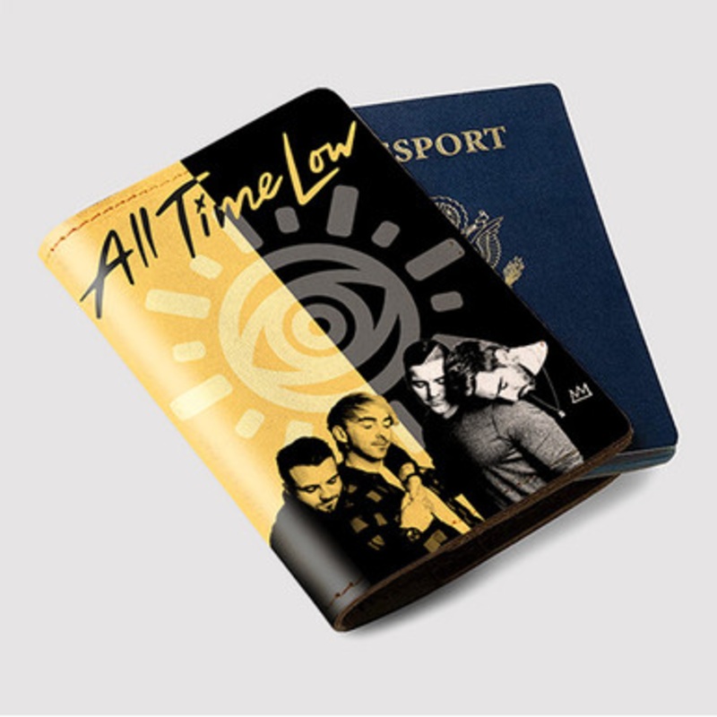 Pastele All Time Low Custom Passport Wallet Case With Credit Card Holder Awesome Personalized PU Leather Travel Trip Vacation Baggage Cover