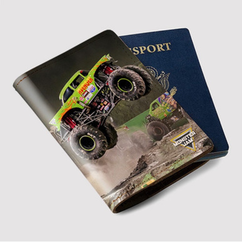 Pastele Avenger Monster Truck Custom Passport Wallet Case With Credit Card Holder Awesome Personalized PU Leather Travel Trip Vacation Baggage Cover