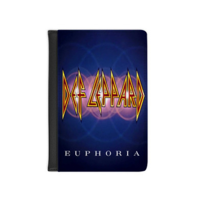 Pastele Def Leppard Euphoria 1999 Leather Custom Passport Cover Accessory Gift for Traveler Card Holder and Credit Card ID Holder