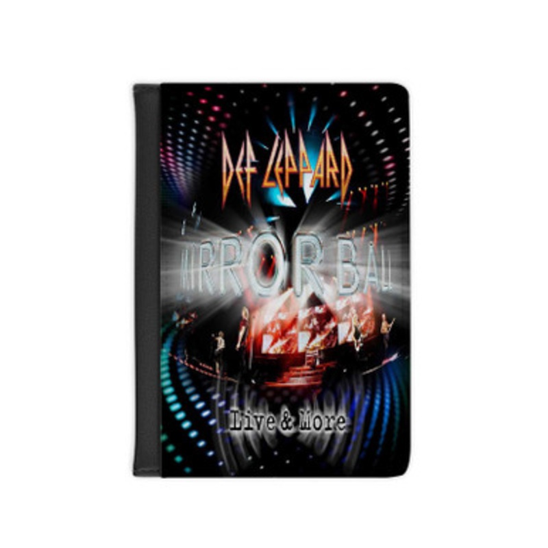 Pastele Def Leppard Mirror Ball Live More 2011 Leather Custom Passport Cover Accessory Gift for Traveler Card Holder and Credit Card ID Holder