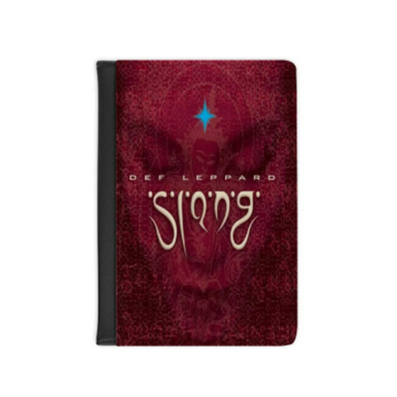 Pastele Def Leppard Slang 1996 Leather Custom Passport Cover Accessory Gift for Traveler Card Holder and Credit Card ID Holder