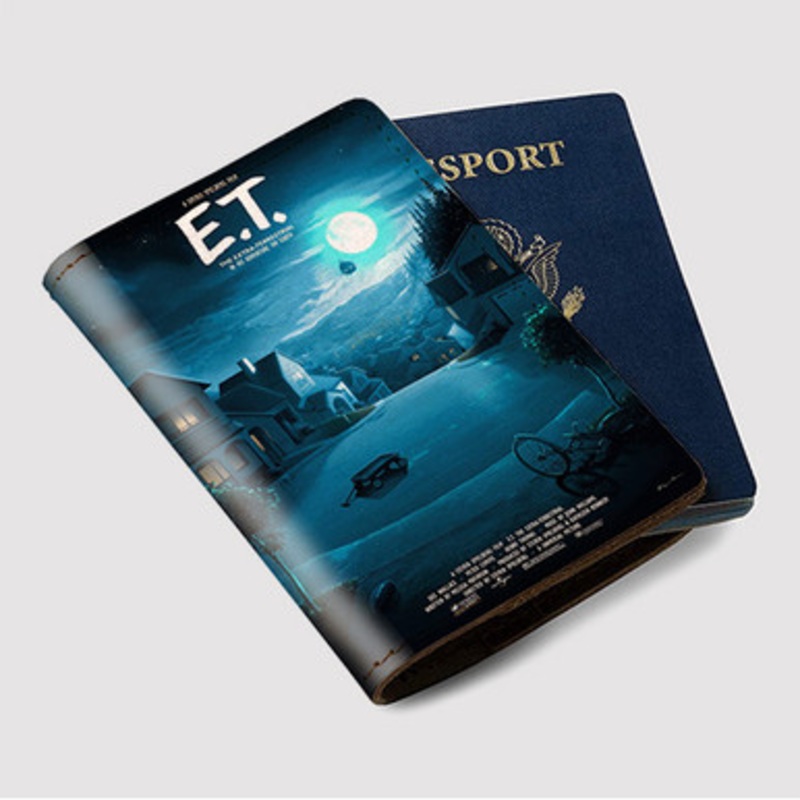 Pastele ET The Extra Terrestrial Custom Passport Wallet Case With Credit Card Holder Awesome Personalized PU Leather Travel Trip Vacation Baggage Cover