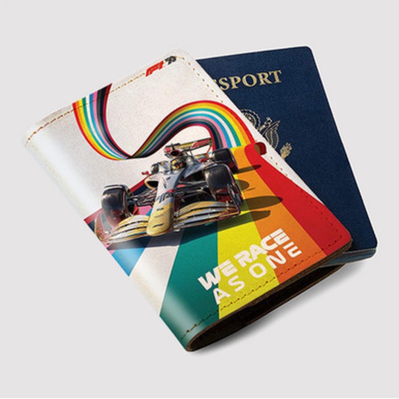 Pastele F1 We Race As One Custom Passport Wallet Case With Credit Card Holder Awesome Personalized PU Leather Travel Trip Vacation Baggage Cover