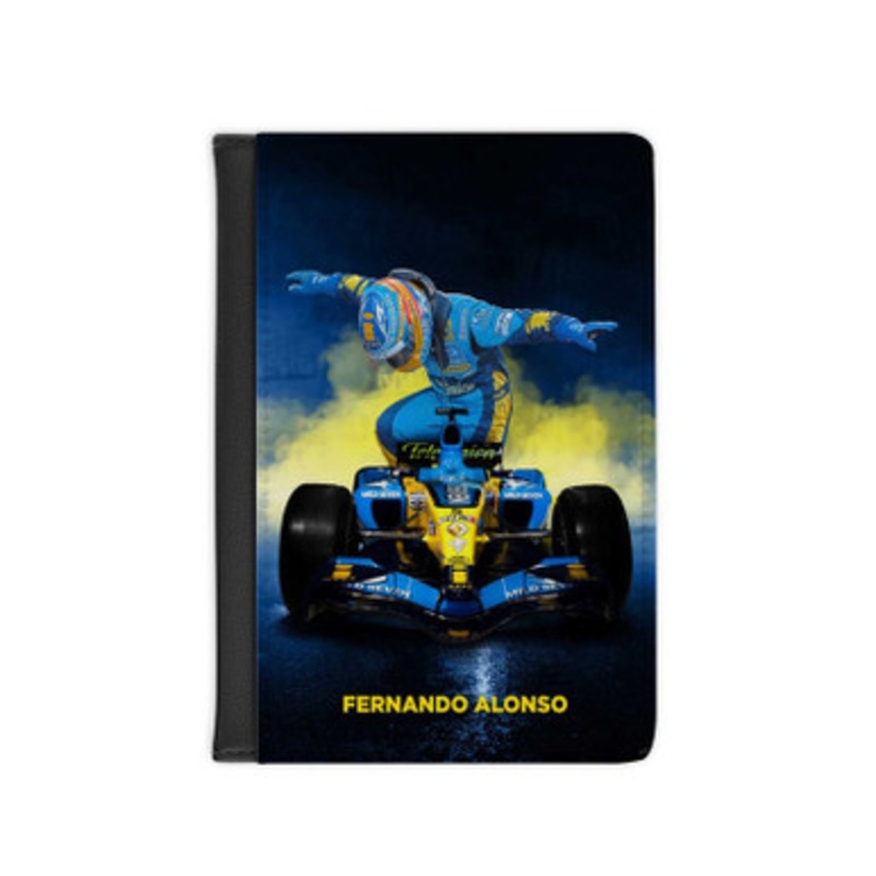 Pastele Fernando Alonso F1 Leather Custom Passport Cover Accessory Gift for Traveler Card Holder and Credit Card ID Holder