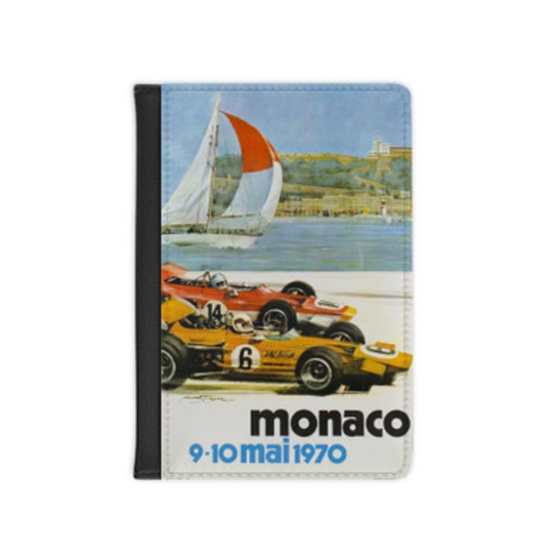 Pastele Grand Prix Monaco 1970 Leather Custom Passport Cover Accessory Gift for Traveler Card Holder and Credit Card ID Holder