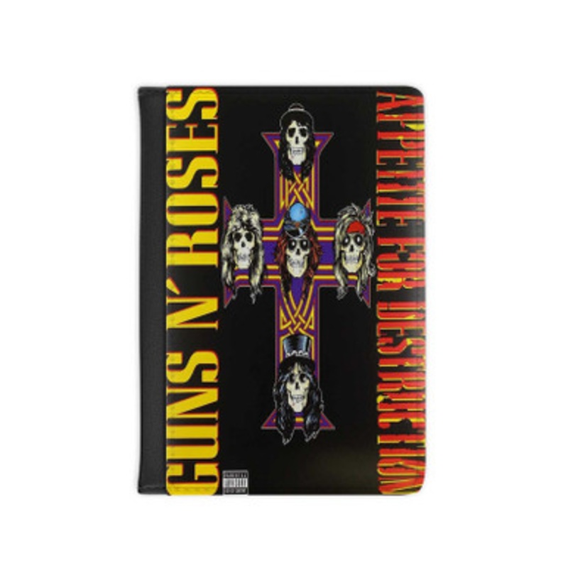 Pastele Guns N Roses Appetite for Destruction 1987 Leather Custom Passport Cover Accessory Gift for Traveler Card Holder and Credit Card ID Holder