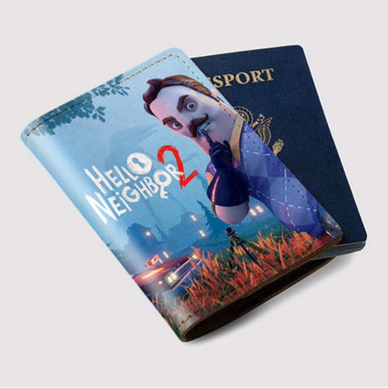 Pastele Hello Neighbor 2 Custom Passport Wallet Case With Credit Card Holder Awesome Personalized PU Leather Travel Trip Vacation Baggage Cover