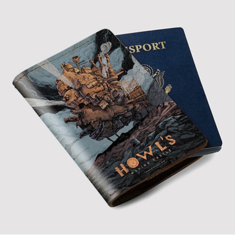 Pastele Howls Moving Castle Custom Passport Wallet Case With Credit Card Holder Awesome Personalized PU Leather Travel Trip Vacation Baggage Cover
